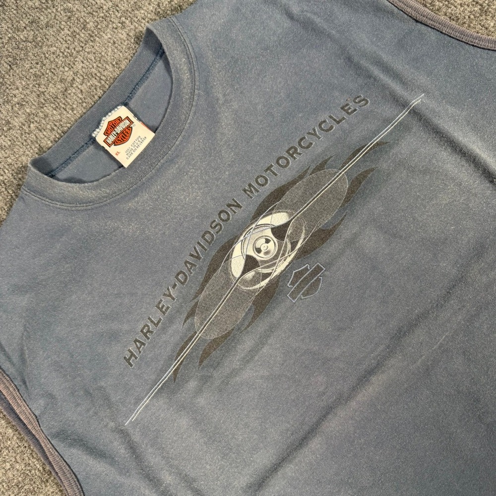 Harley-Davidson Mens XL Thunder Bay Ontario Canada Blue Sleeveless #4376